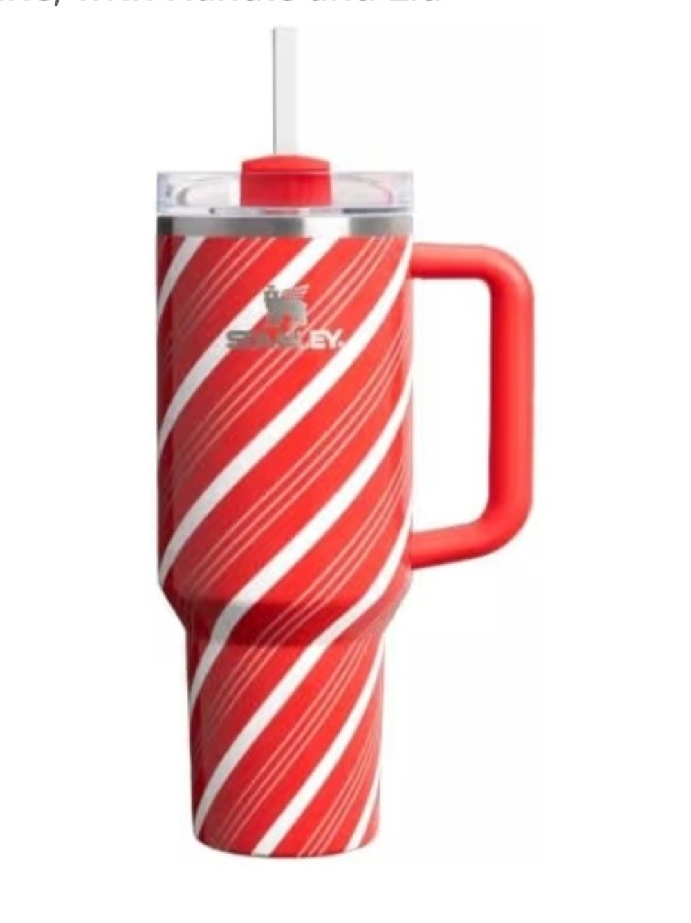 Stanley Red Candy-Stripe Travel Mug with Handle